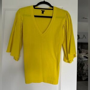 J. Crew Bright Yellow V-Neck Short Sleeve Top